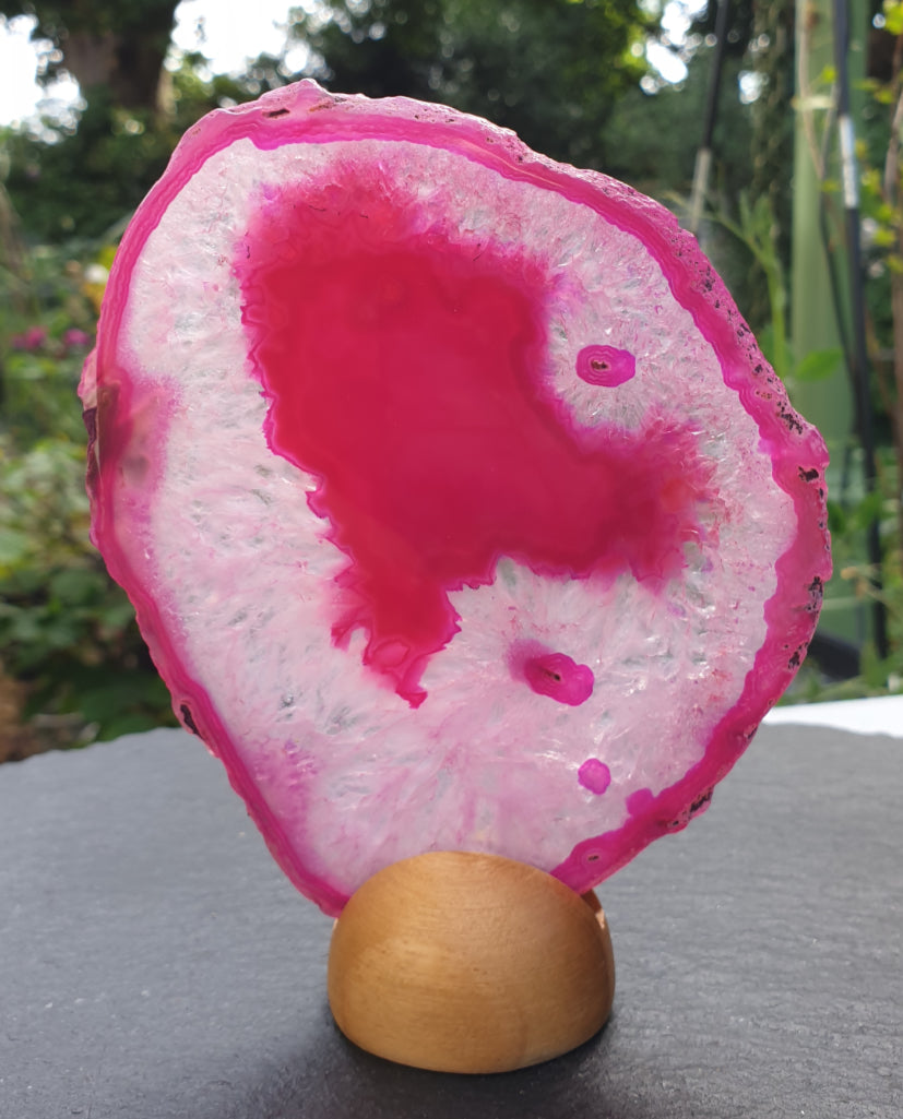 Pink Agate Slice On Stand (Medium)