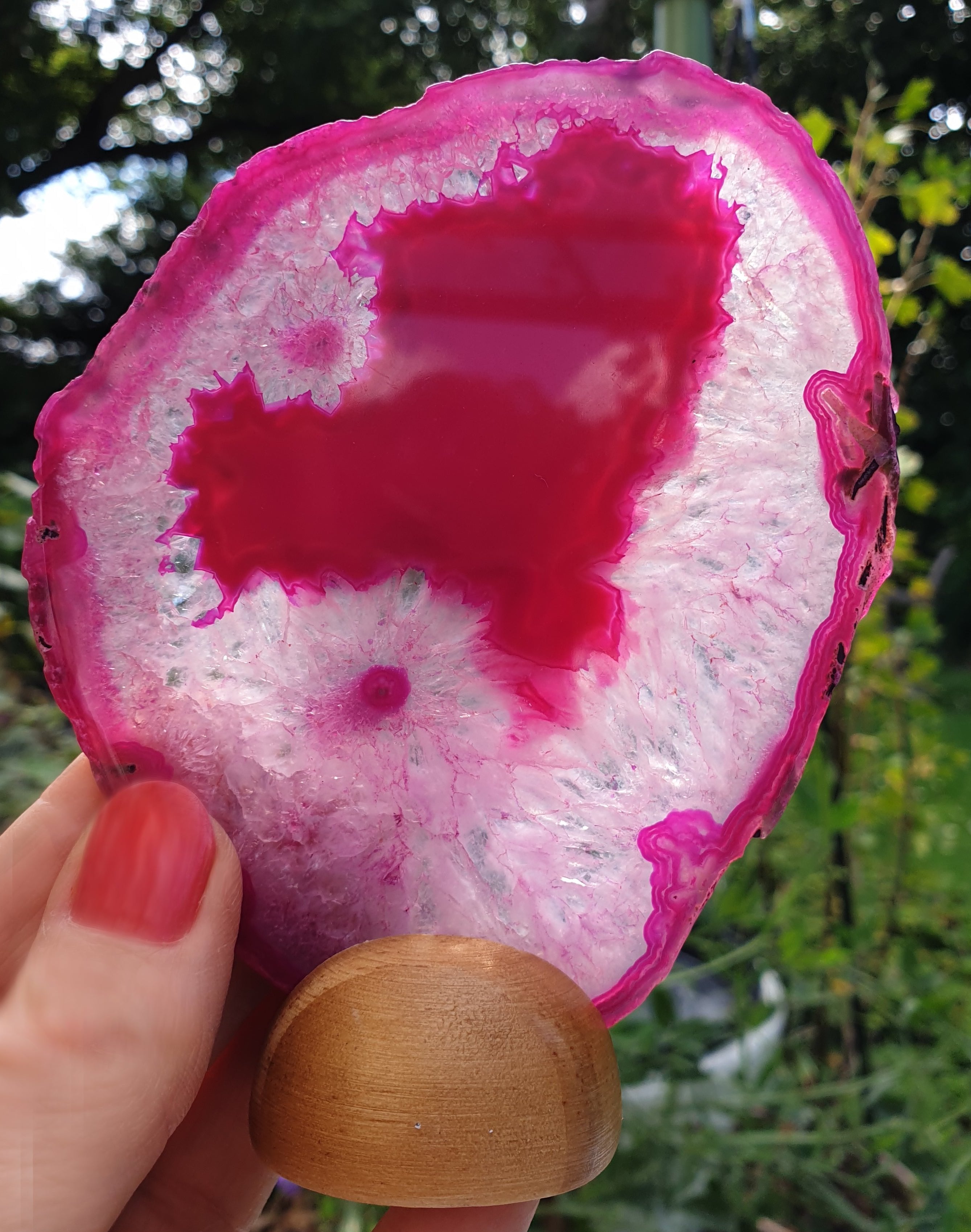 Pink Agate Slice On Stand (Medium) - 0