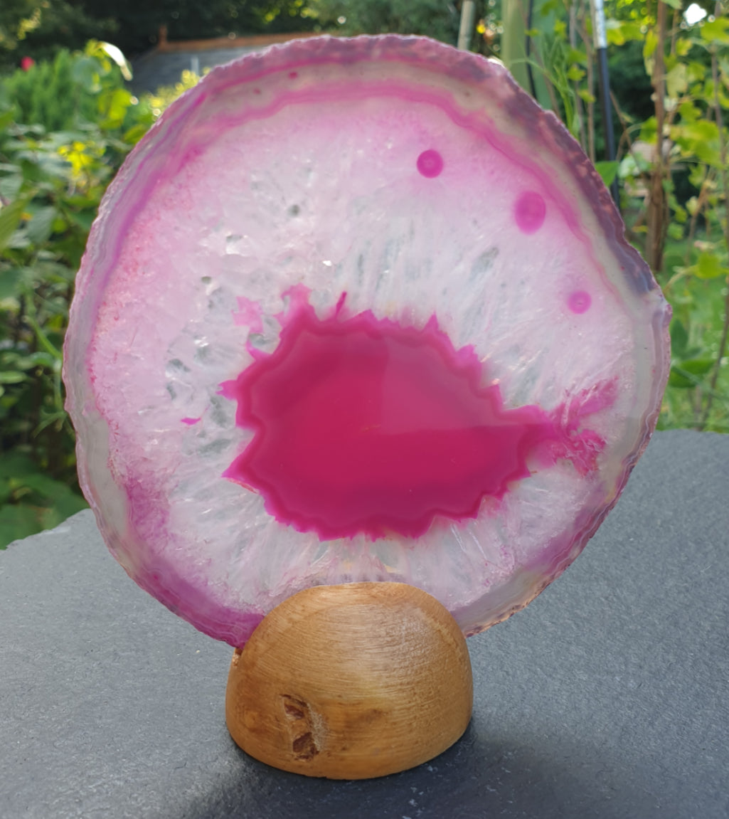 Pink Agate Fishy Slice On Stand (Medium) - 0