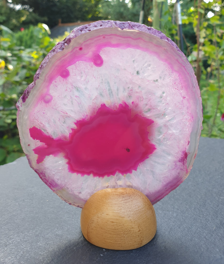 Pink Agate Fishy Slice On Stand (Medium)