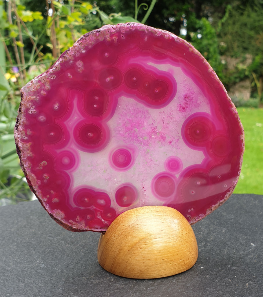 Pink Agate Slice On Stand (Medium)