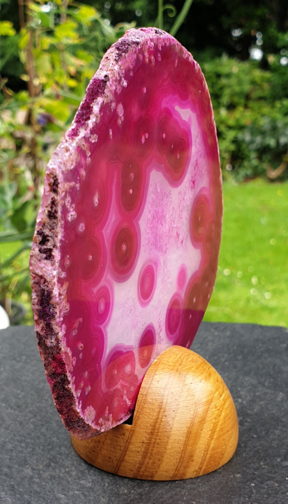 Pink Agate Slice On Stand (Medium) - 0