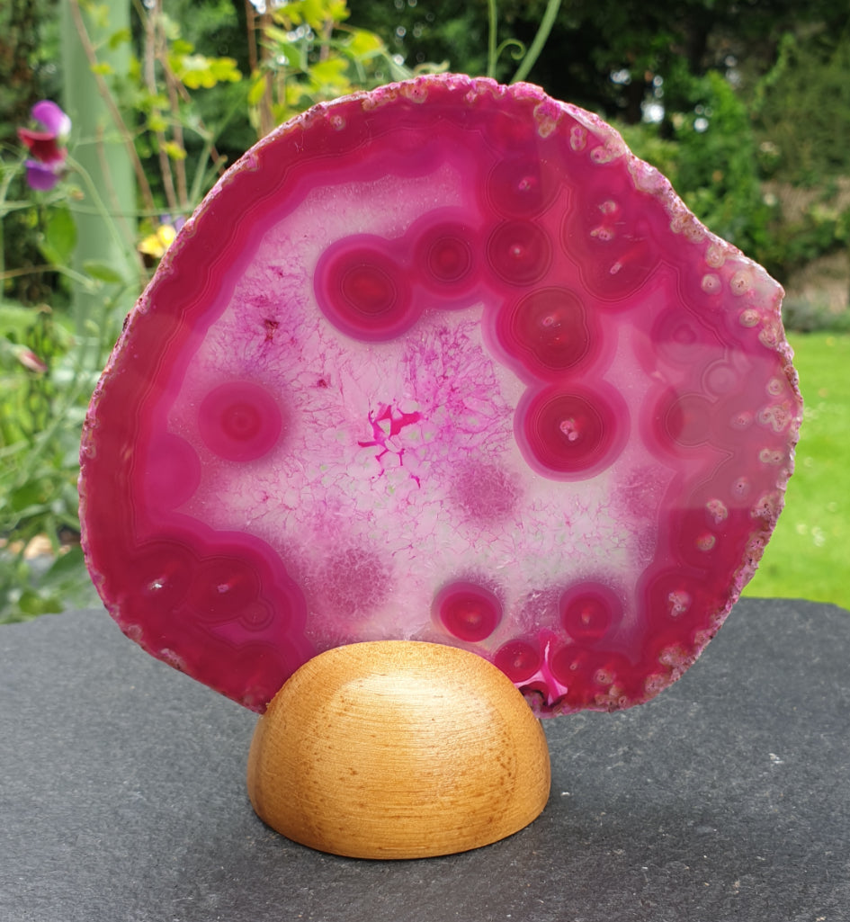 Pink Agate Slice On Stand (Medium)