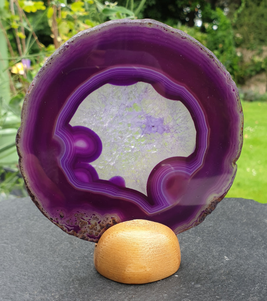 Purple Agate Slice On Stand (Medium)