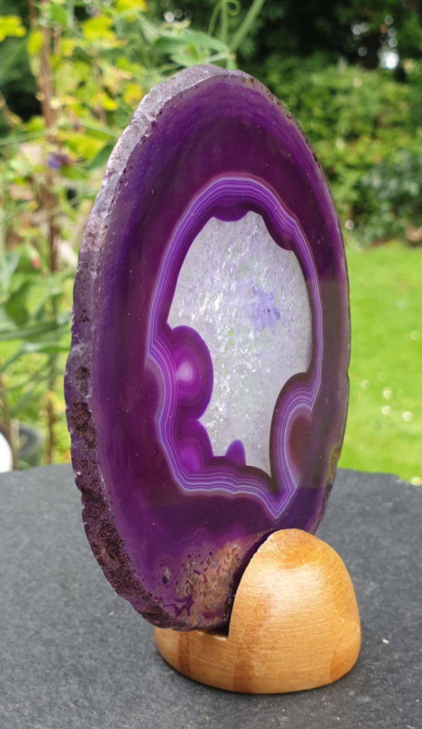 Purple Agate Slice On Stand (Medium)