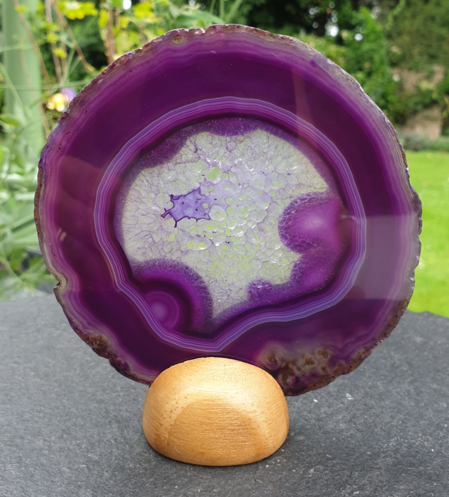 Purple Agate Slice On Stand (Medium)