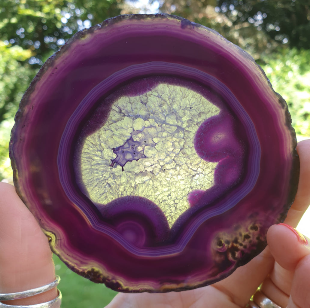 Purple Agate Slice On Stand (Medium)