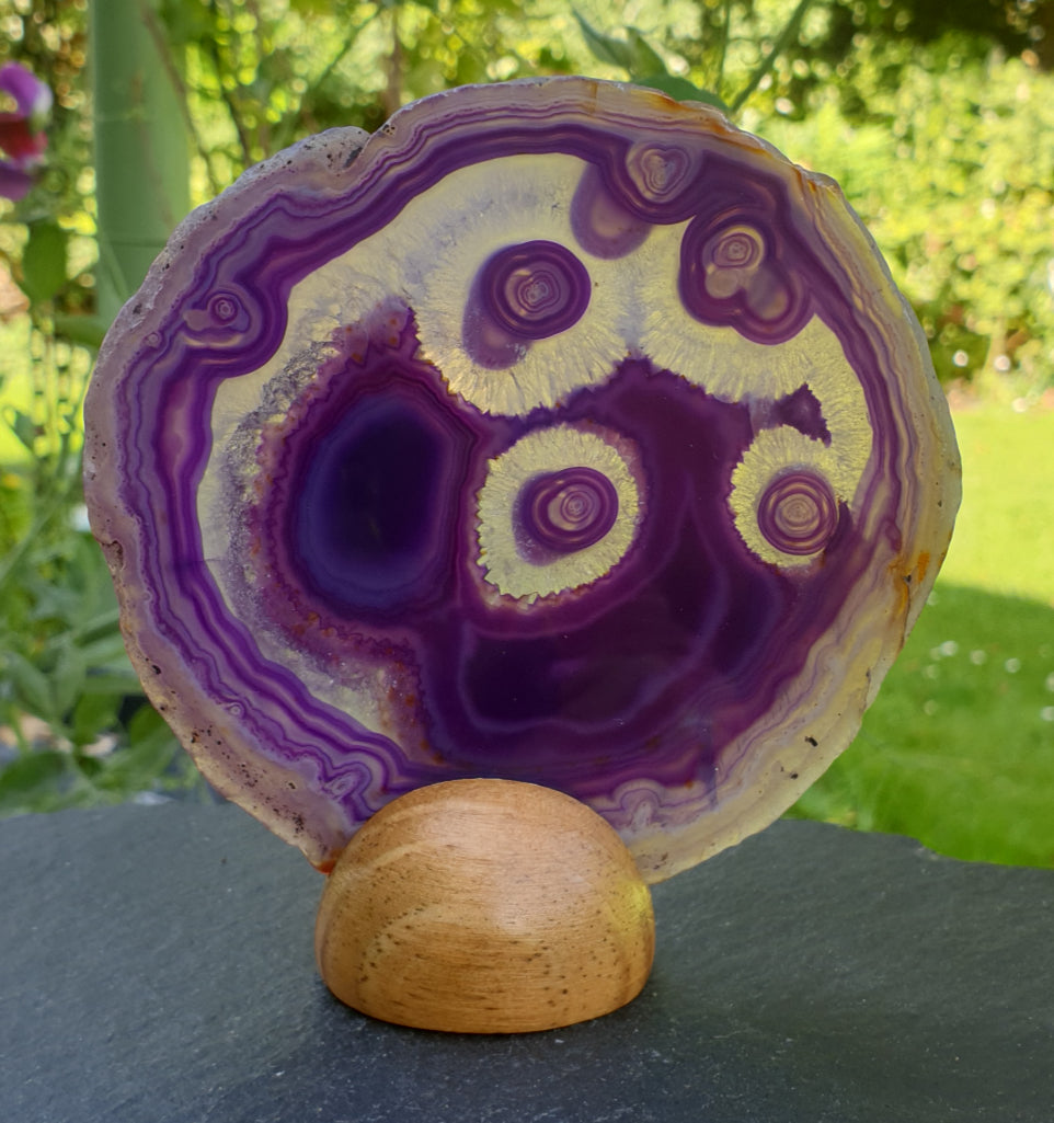 Purple Agate Slice On Stand (Medium)