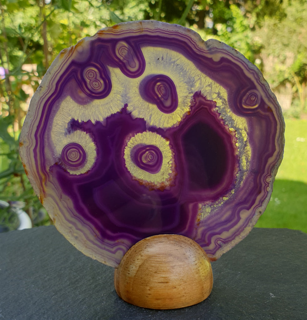 Purple Agate Slice On Stand (Medium) - 0