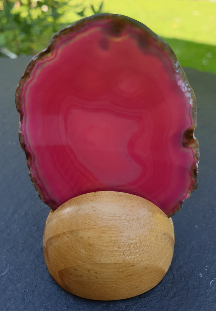 Pink Agate Slice On Stand (Small) - 0