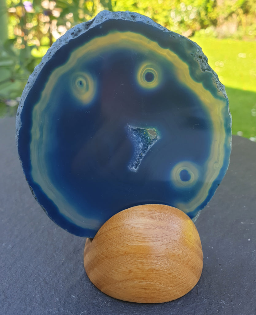 Deep green Agate Slice On Stand (Small)