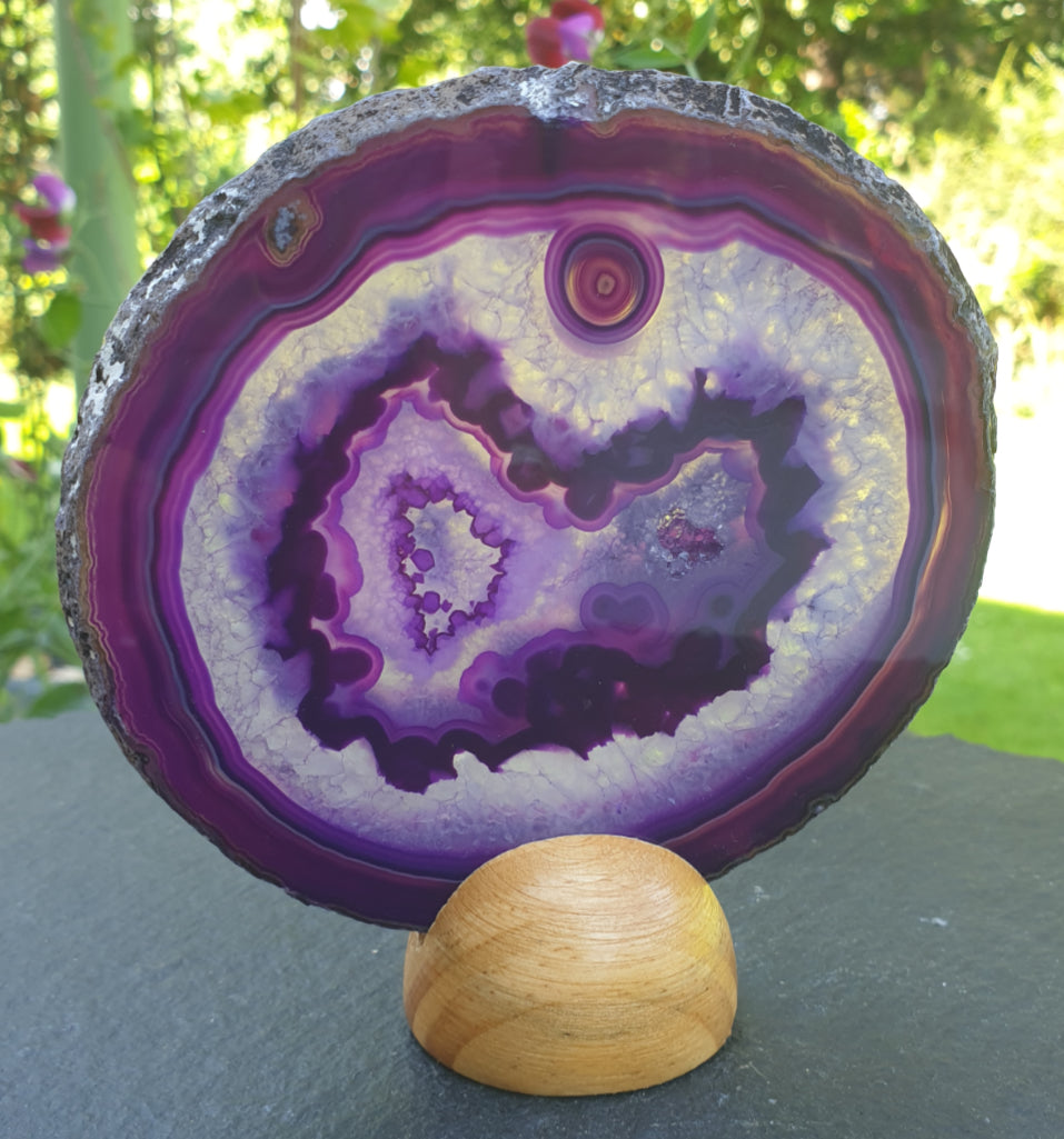 Purple Agate Slice On Stand (Medium) - 0