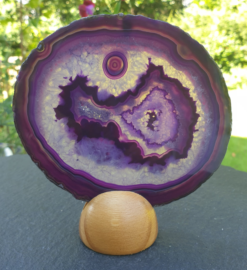 Purple Agate Slice On Stand (Medium)