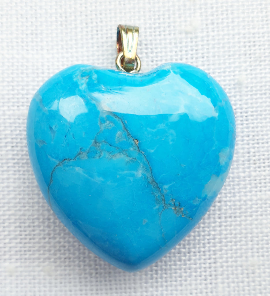 Turquoise Howlite Crystal Heart Pendant (Small) - 0