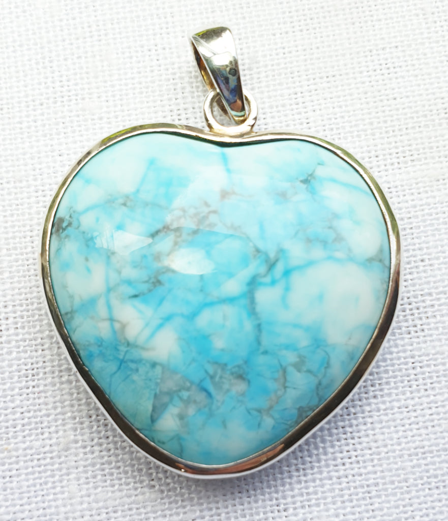 Pale Blue Howlite Heart Pendant