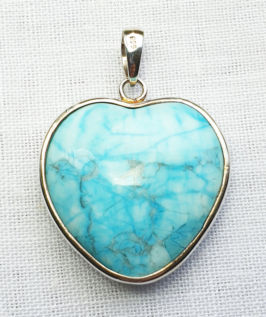 Pale Blue Howlite Heart Pendant