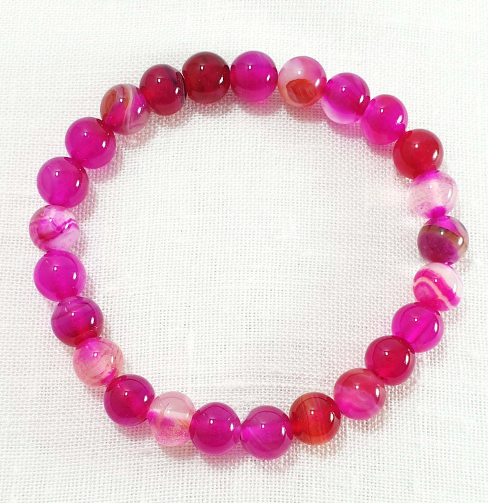 Pink Agate Power Bead Bracelet