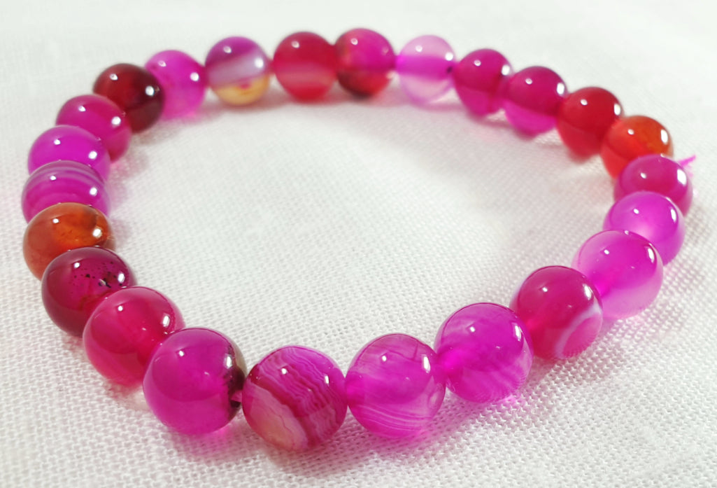 Pink Agate Power Bead Bracelet