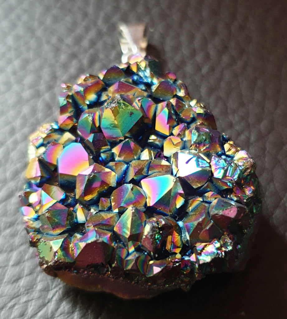 Rainbow Aura Druzy Pendant