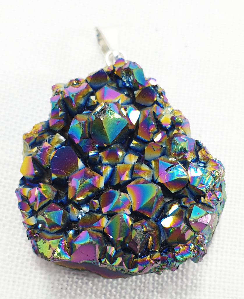 Rainbow Aura Druzy Pendant