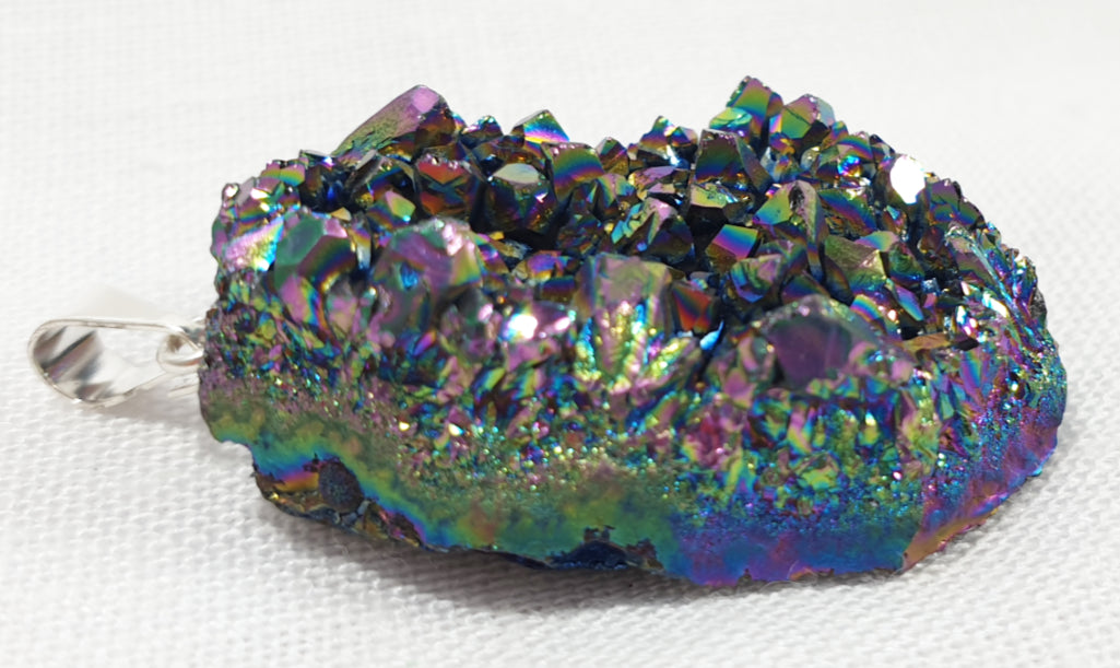 Rainbow Aura Druzy Pendant