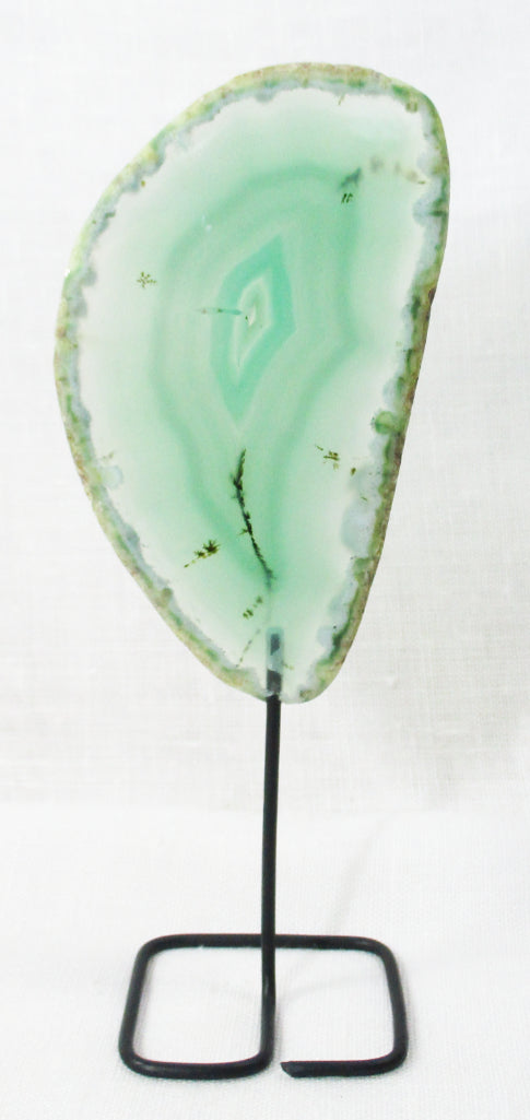 Green Agate Slice on Wire Stand - 0