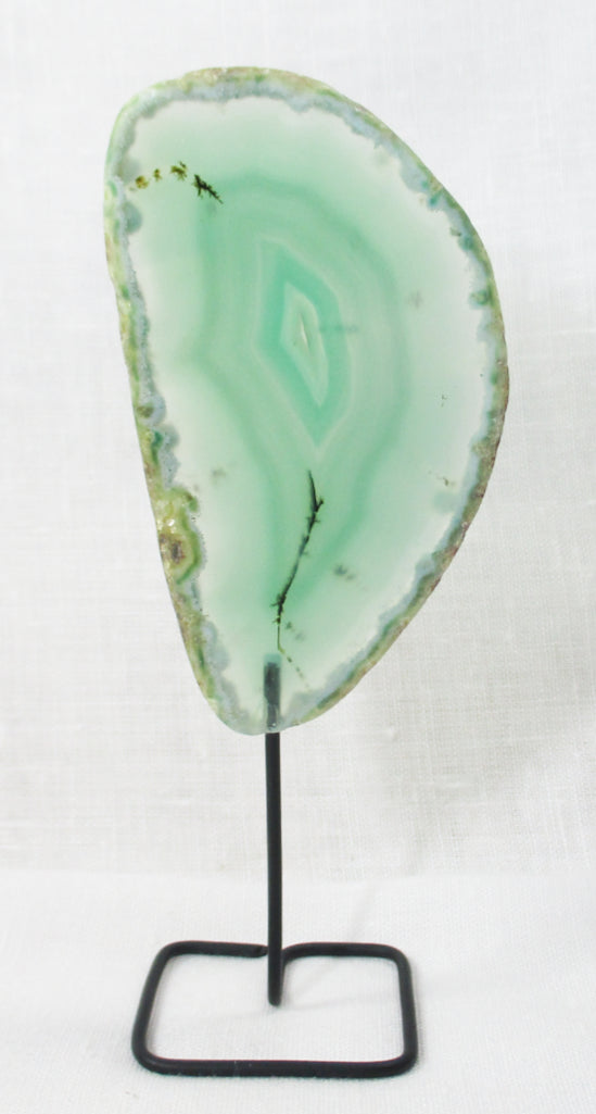 Green Agate Slice on Wire Stand