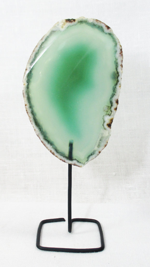 Green Agate Slice on Wire Stand - 0