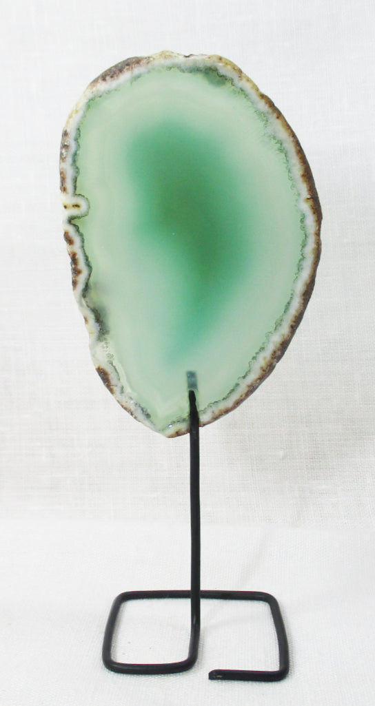 Green Agate Slice on Wire Stand