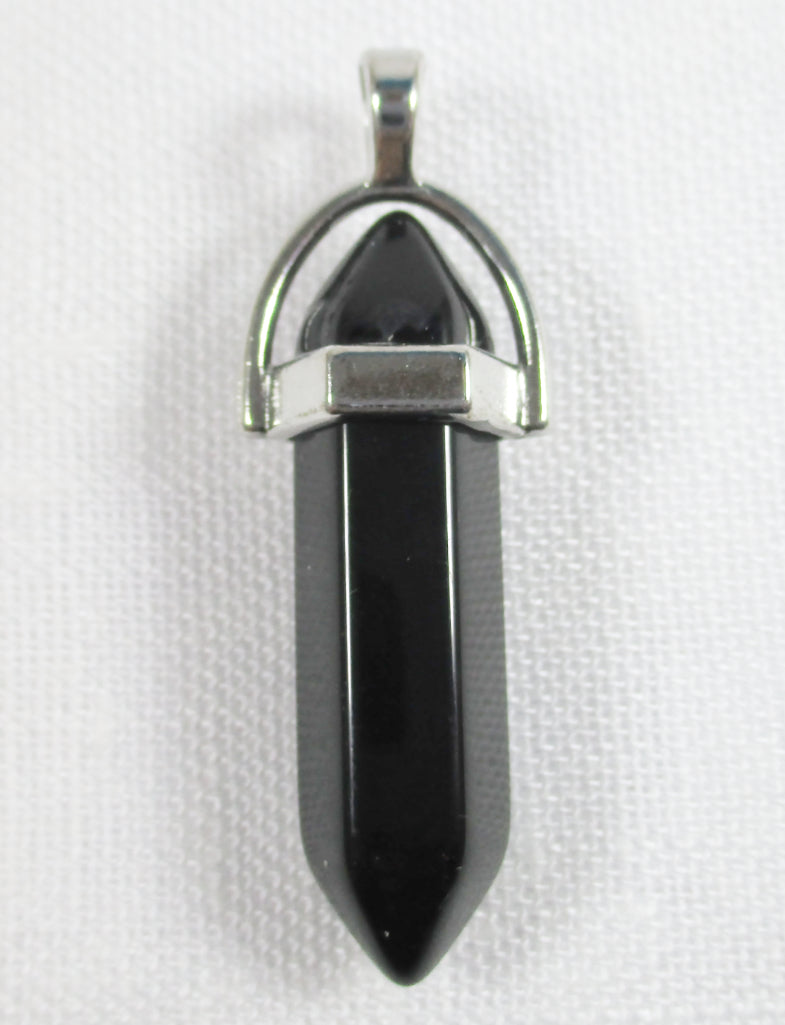 Black Onyx Crystal Point Pendant REDUCED - 0