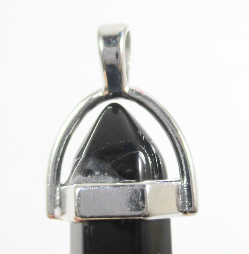 Black Onyx Crystal Point Pendant REDUCED