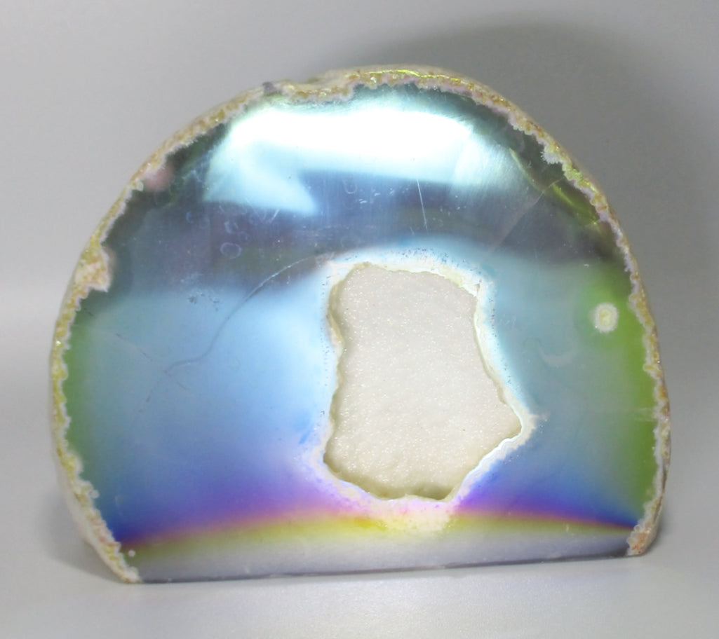 Rainbow Aura Quartz Standing Geode