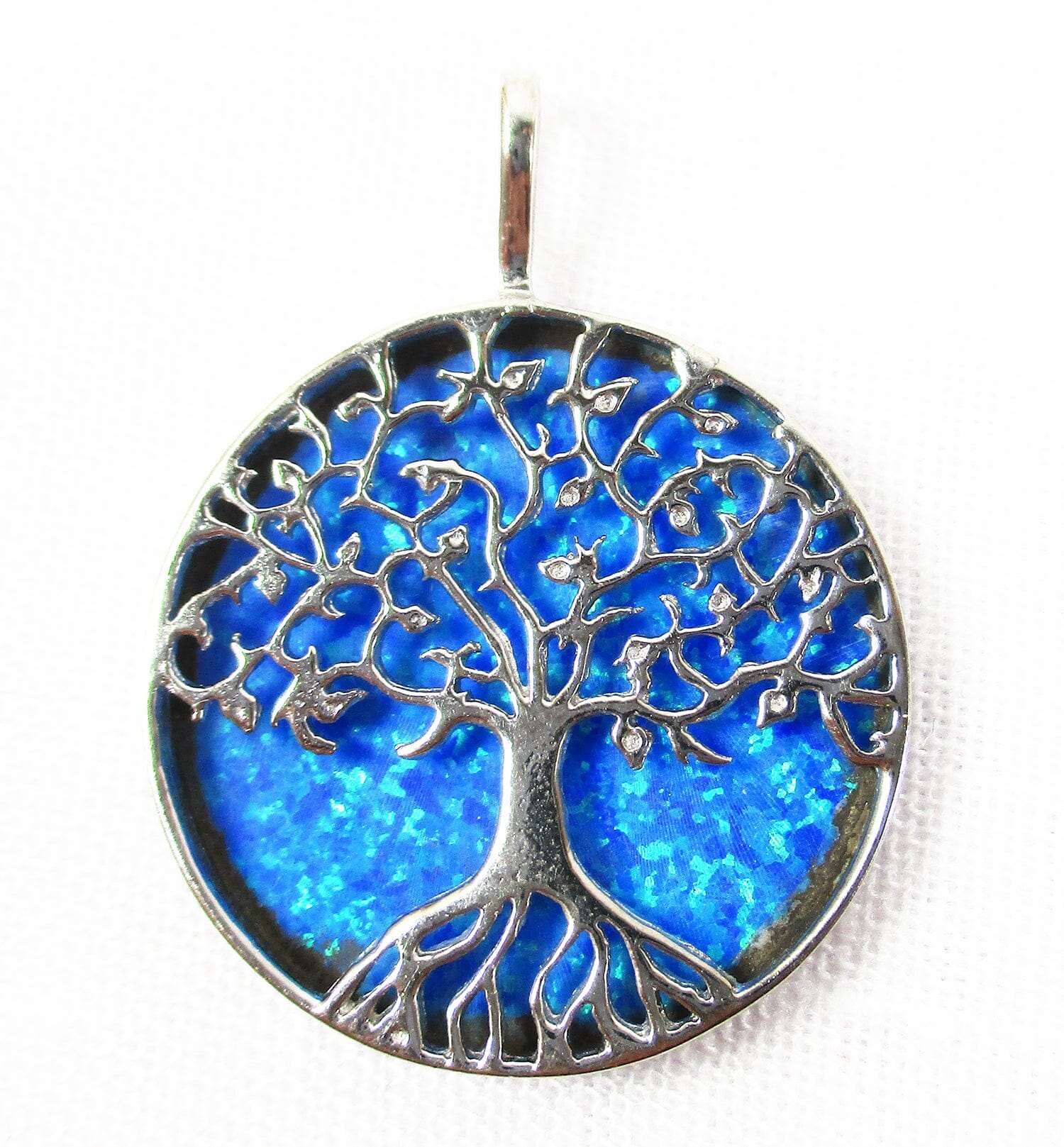 Blue Opal Tree of Life Reversible Pendant - Crystal Jewellery > Crystal Pendants